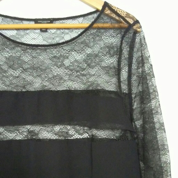 Ann Taylor Tops - Ann Taylor black lace top size XL